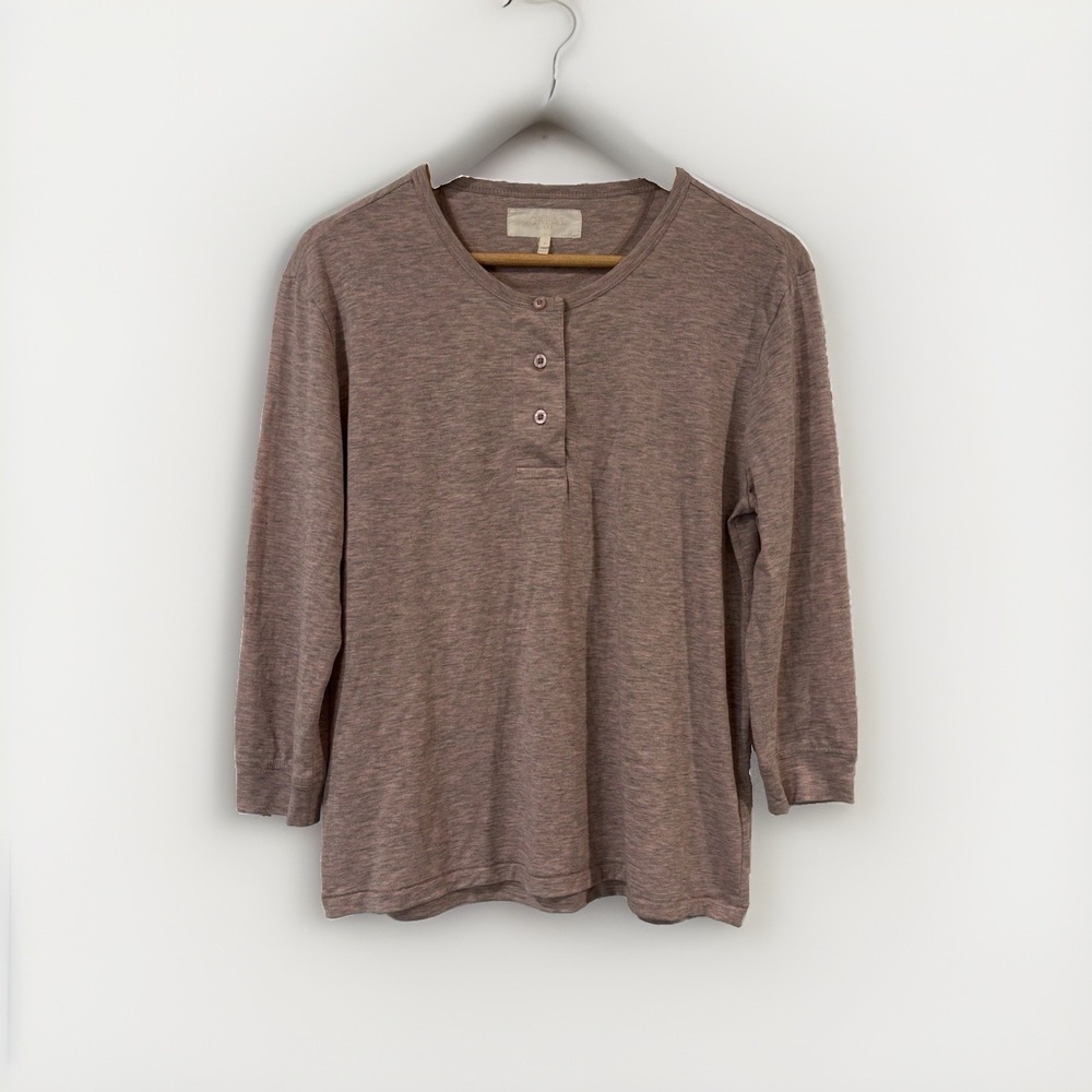 The Great. Sleep Henley Shirt Size 0 XS Rose Dust Pink Button Top Soft Cotton
